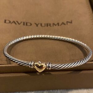 David Yurman Cable Collectibles Heart Bracelet with 18K Gold Heart, 3mm